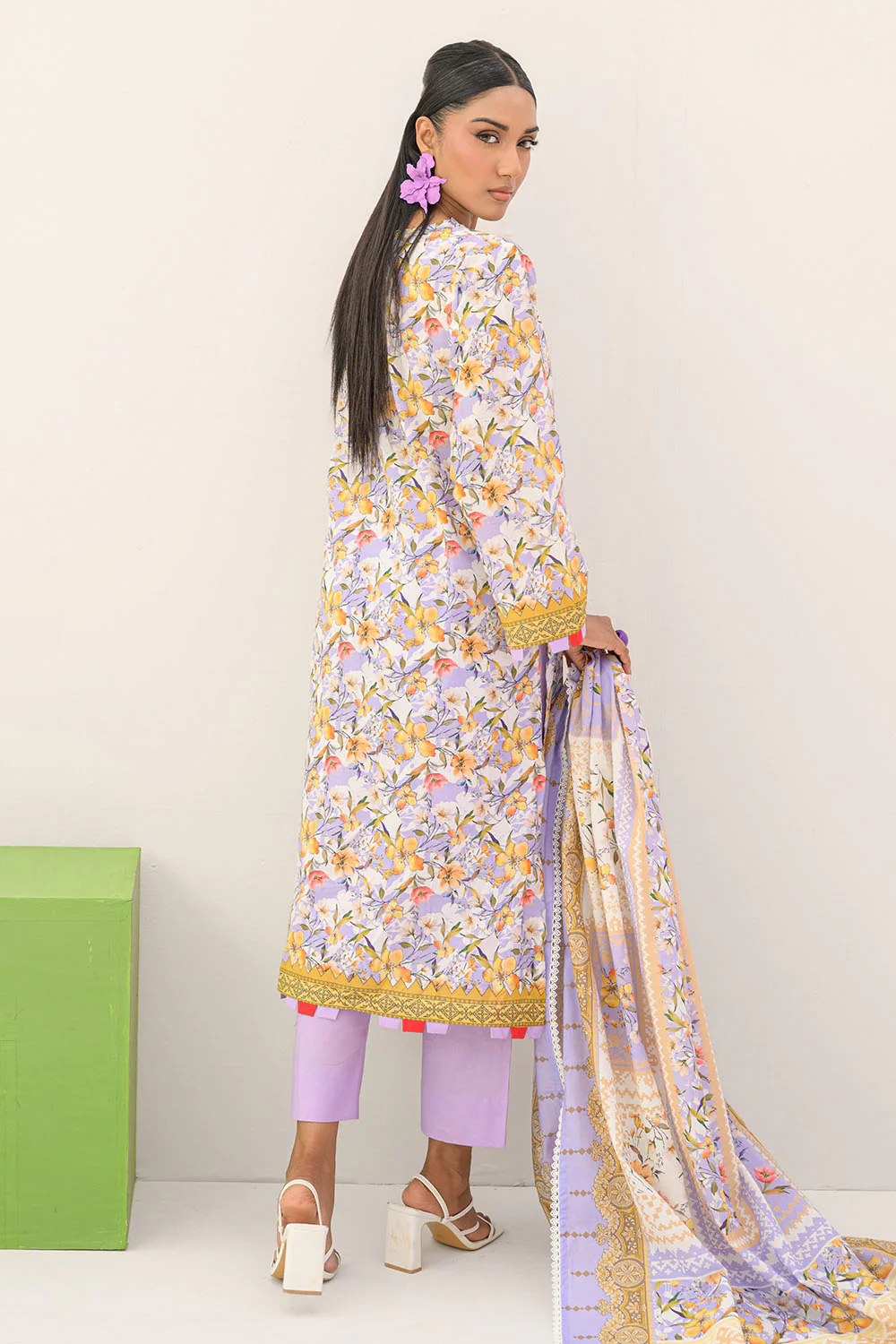 3 Piece Printed Lawn Suit and Dyed Trouser - Image 4
