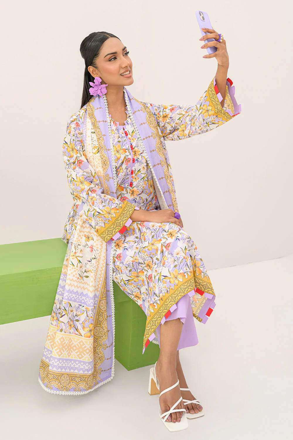 3 Piece Printed Lawn Suit and Dyed Trouser - Image 6