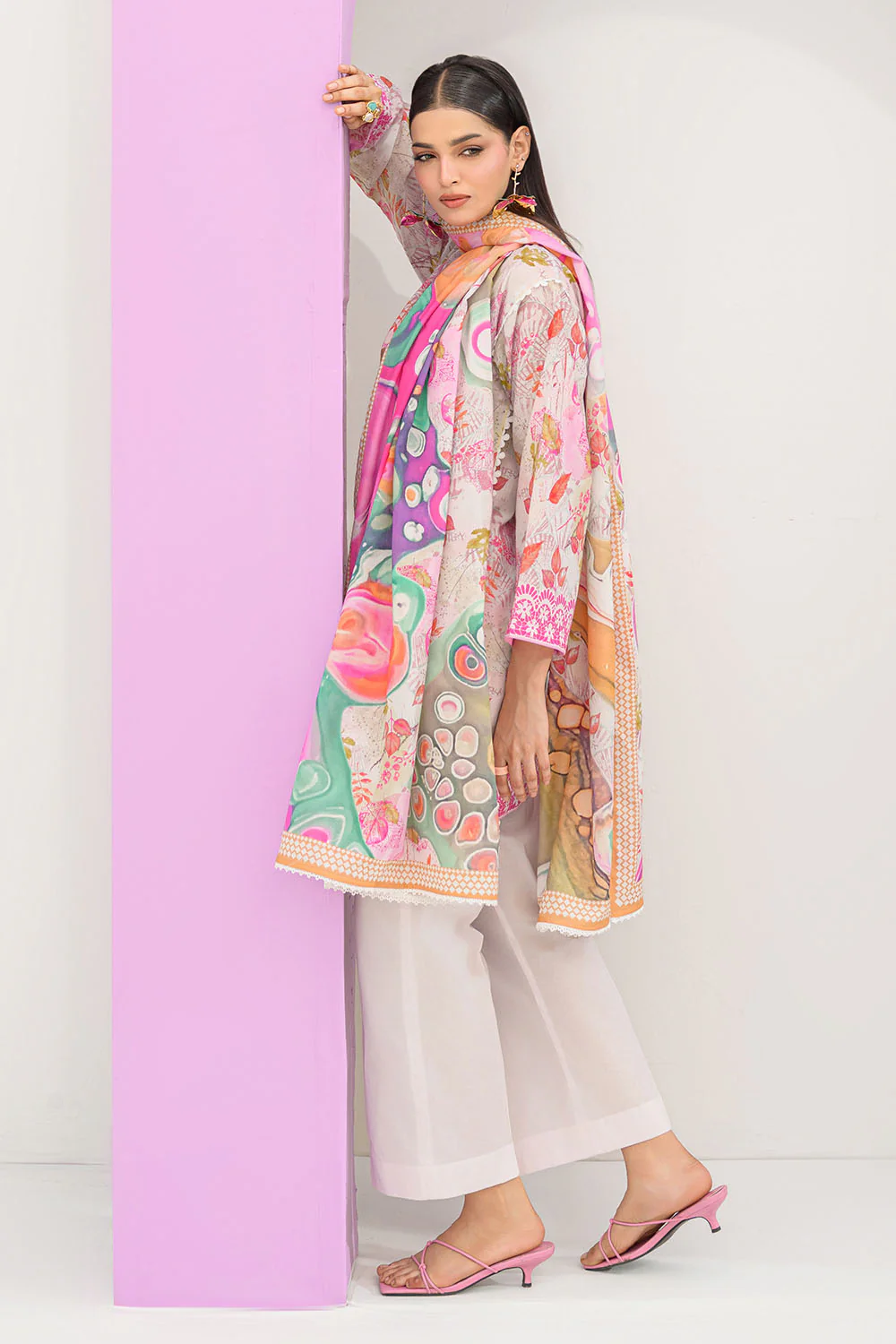 3 Piece Printed Lawn Suit and Dyed Trouser - Image 3