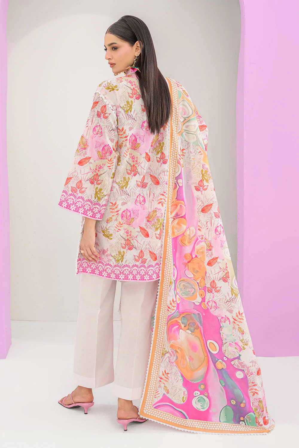 3 Piece Printed Lawn Suit and Dyed Trouser - Image 4