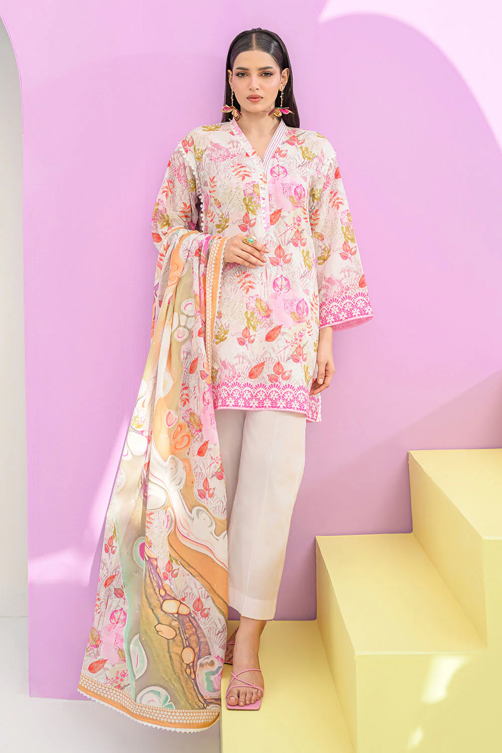 3 Piece Printed Lawn Suit and Dyed Trouser - Image 6