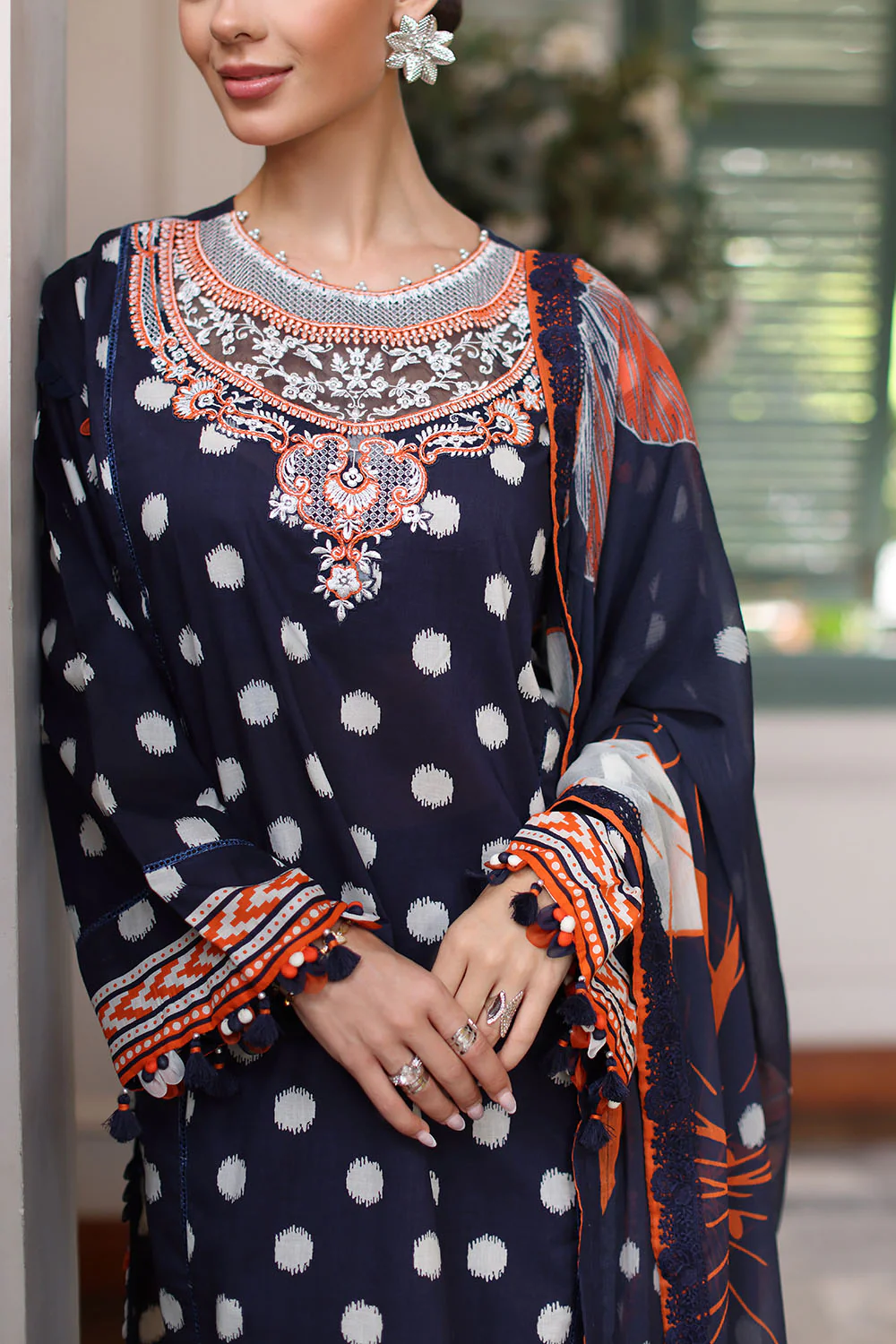 3 Piece Printed Lawn Suit with Chiffon Dupatta - Image 2