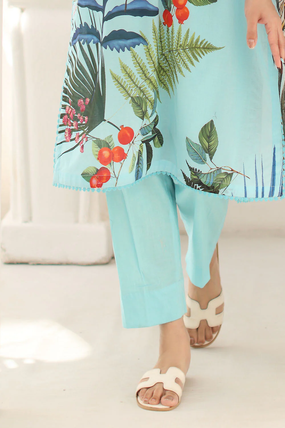 3 Piece Printed Lawn Suit with Chiffon Dupatta - Image 5
