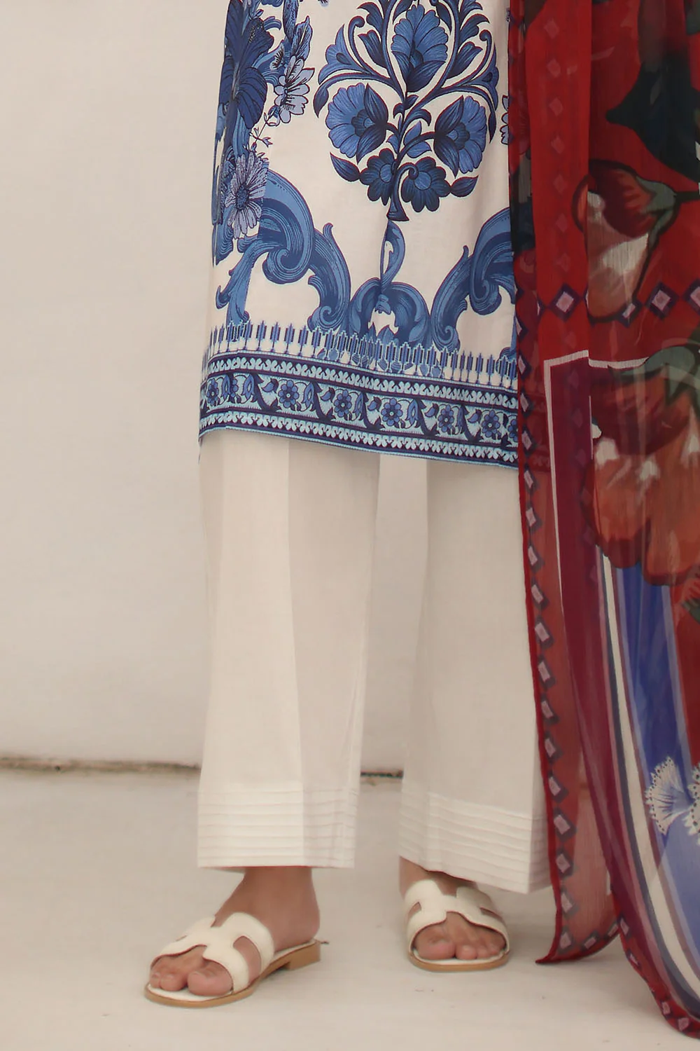 3 Piece Printed Lawn Suit with Chiffon Dupatta - Image 5