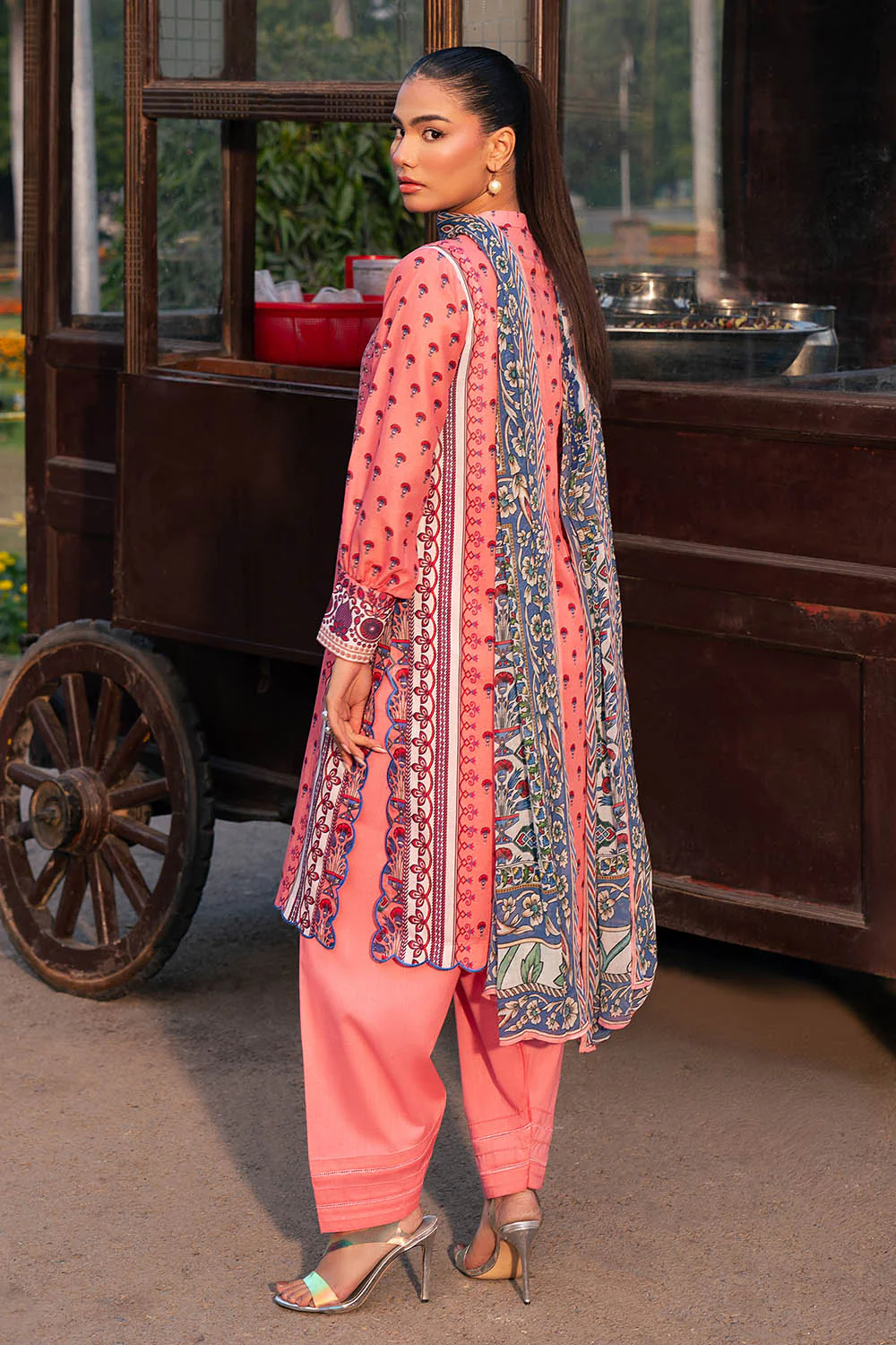 3 Piece Printed Lawn Suit with Chiffon Dupatta - Image 4