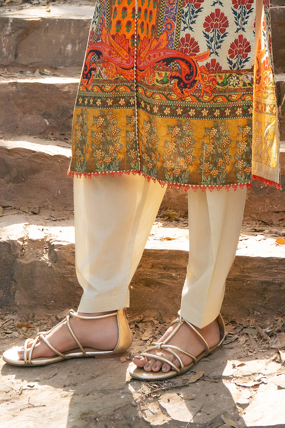3 Piece Printed Lawn Suit with Chiffon Dupatta - Image 5