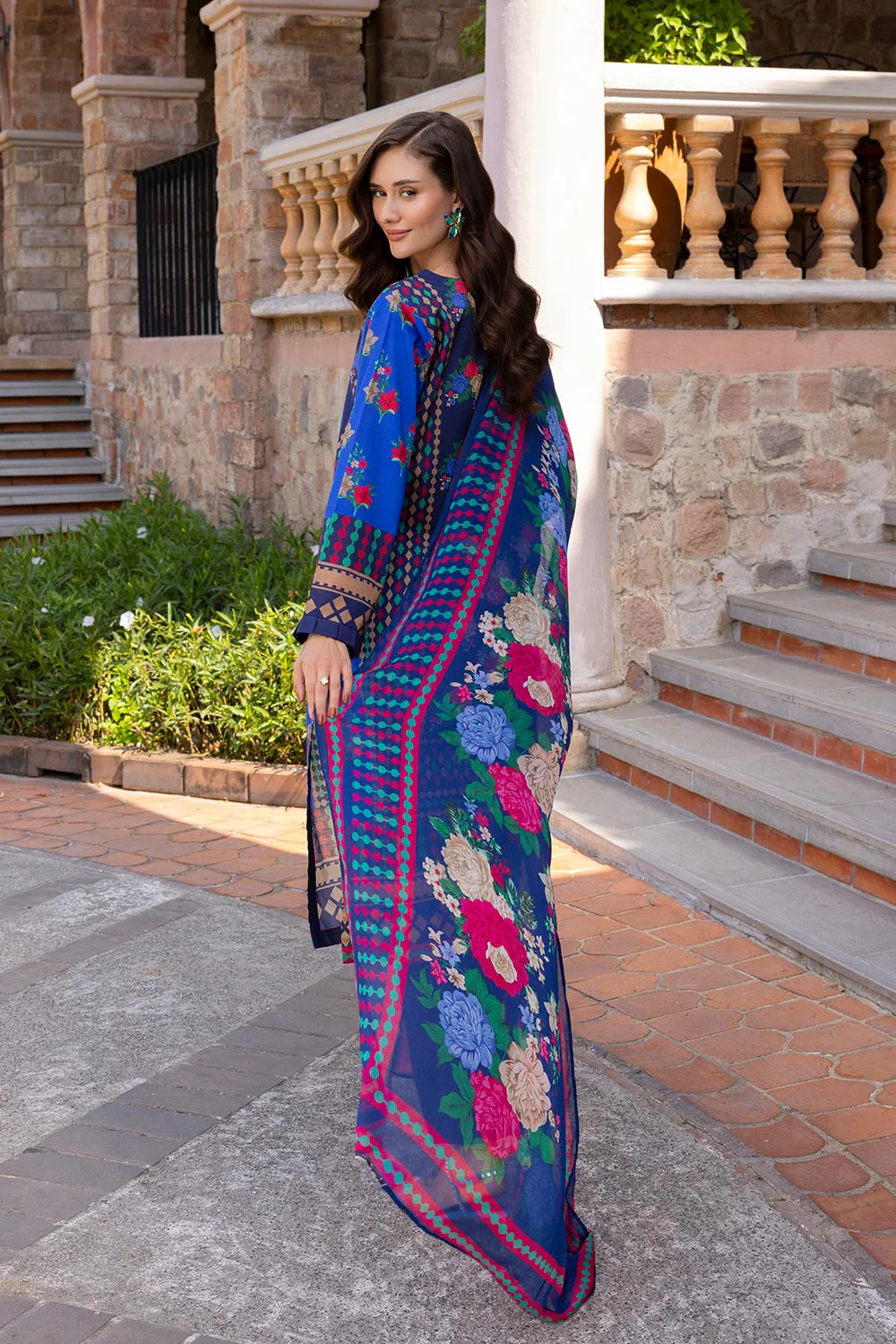 3 Piece Printed Lawn suit with Chiffon Dupatta - Image 5