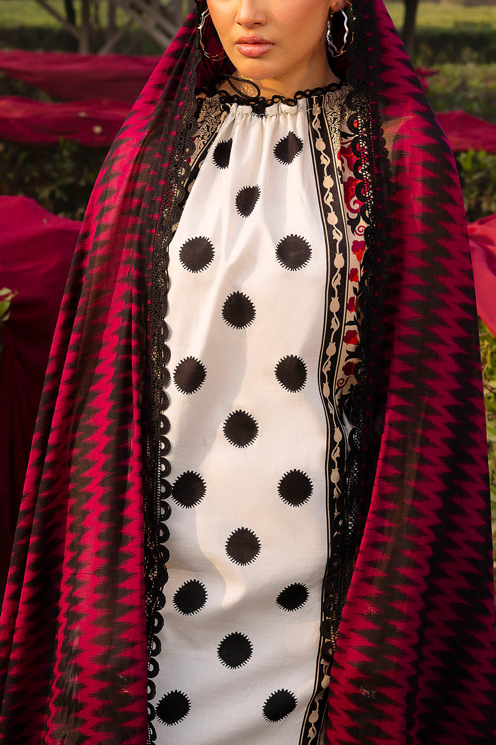 3 Piece Printed Lawn Suit with Crochet Lace - Image 2