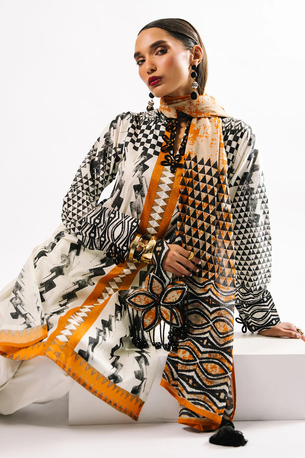 3 Piece Printed Lawn Suit with Dupatta - Image 3