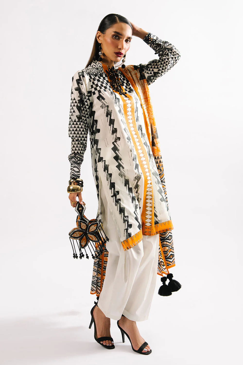3 Piece Printed Lawn Suit with Dupatta - Image 4