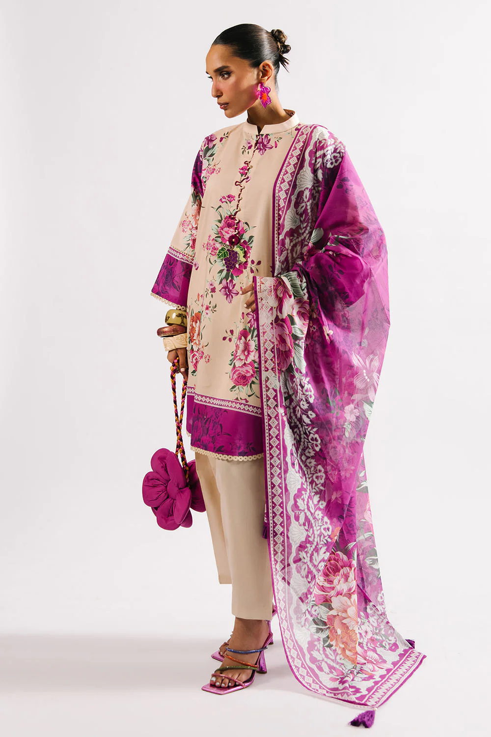 3 Piece Printed Lawn Suit with Dupatta - Image 3