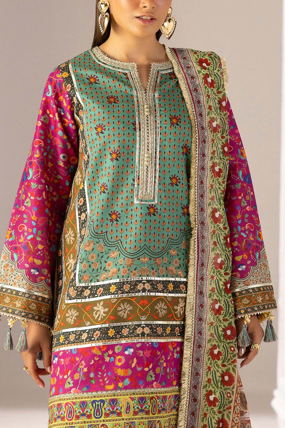 3 Piece Printed Lawn Suit with Dupatta - Image 2