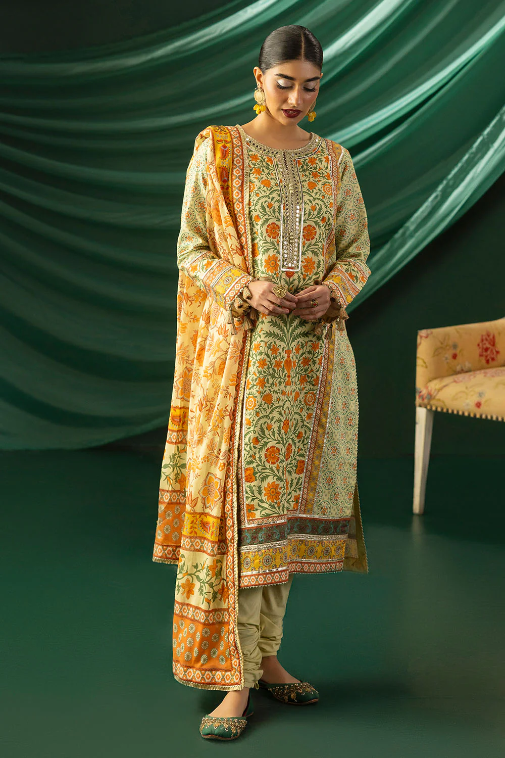 3 Piece Printed Lawn Suit with Dupatta - Image 3