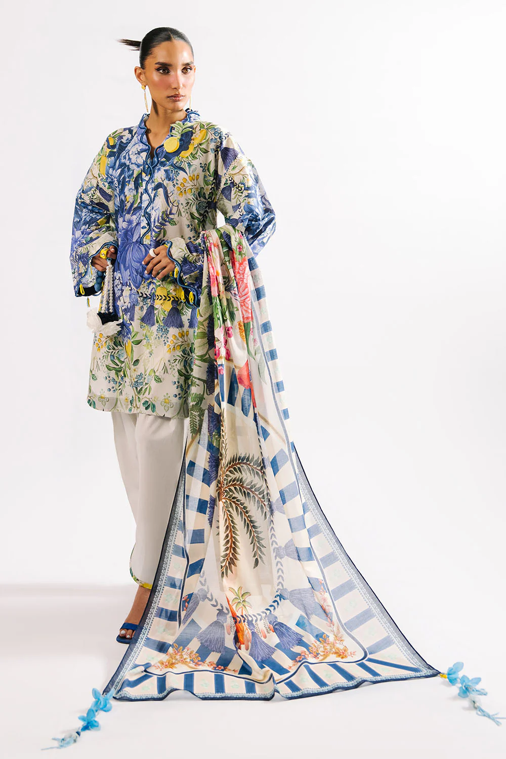 3 Piece Printed Lawn Suit with Dupatta - Image 3