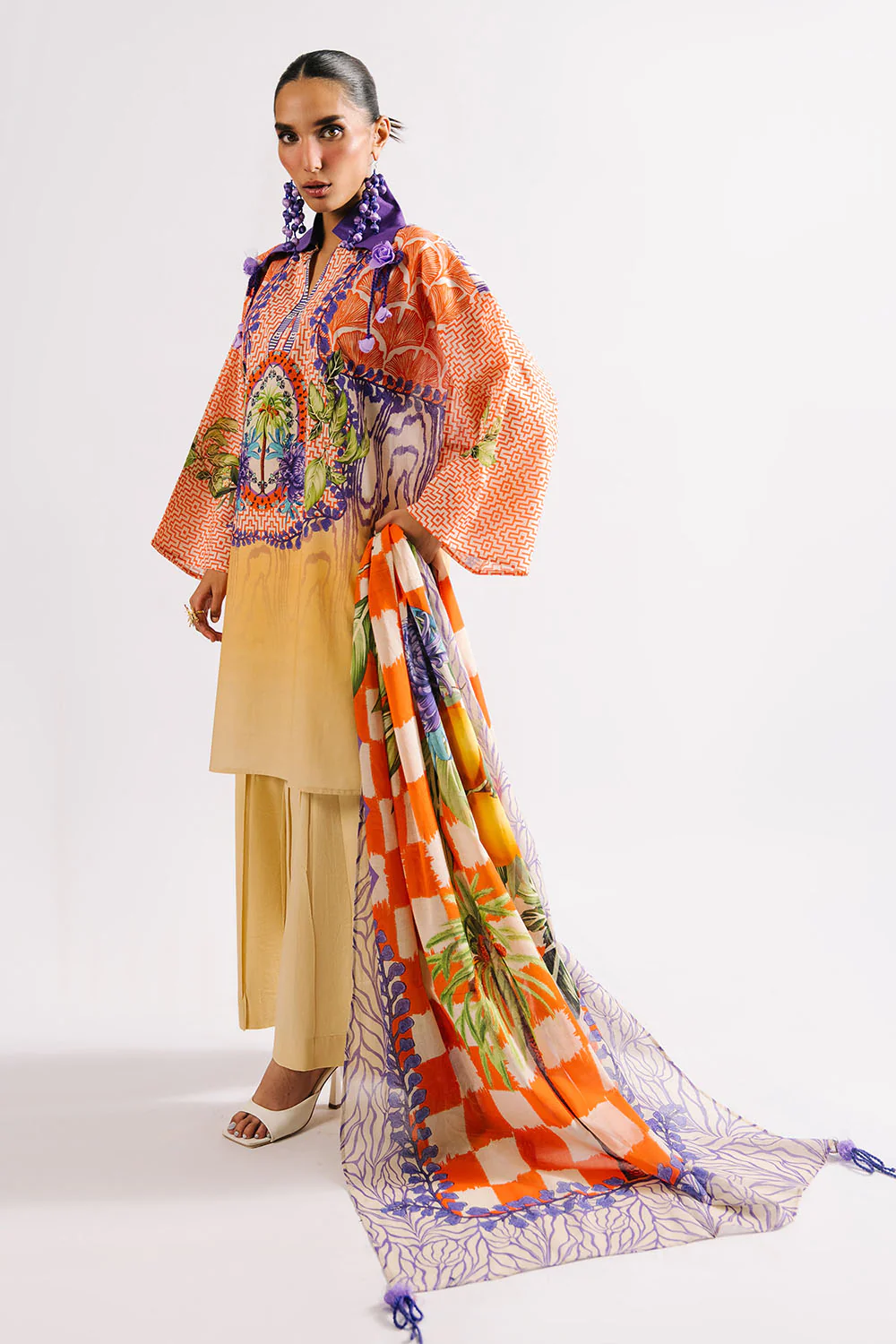 3 Piece Printed Lawn Suit with Dupatta - Image 3