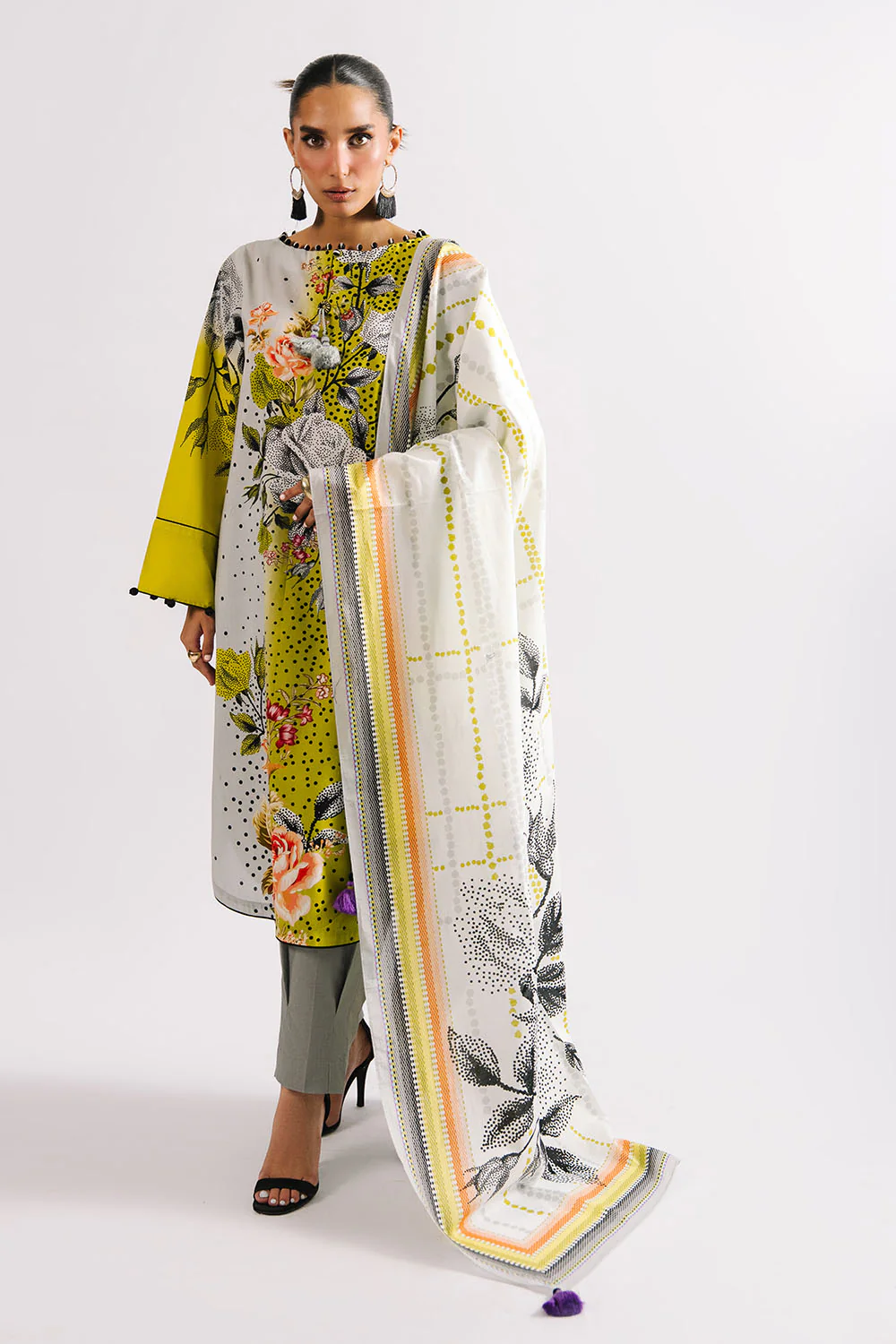3 Piece Printed Lawn Suit with Dupatta - Image 3