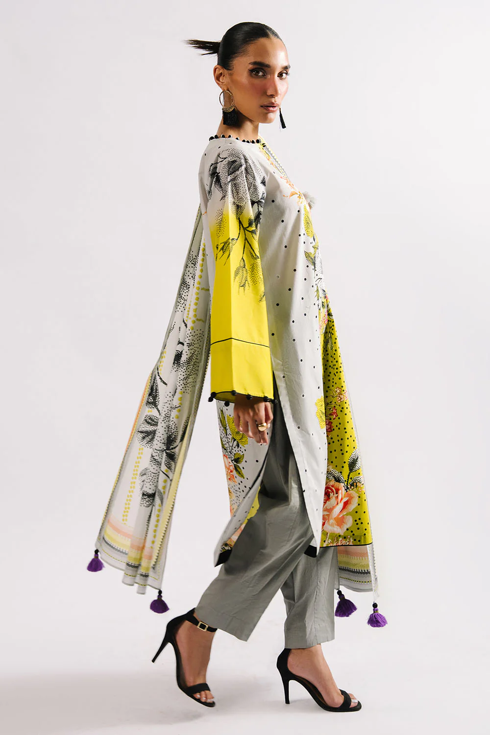 3 Piece Printed Lawn Suit with Dupatta - Image 4