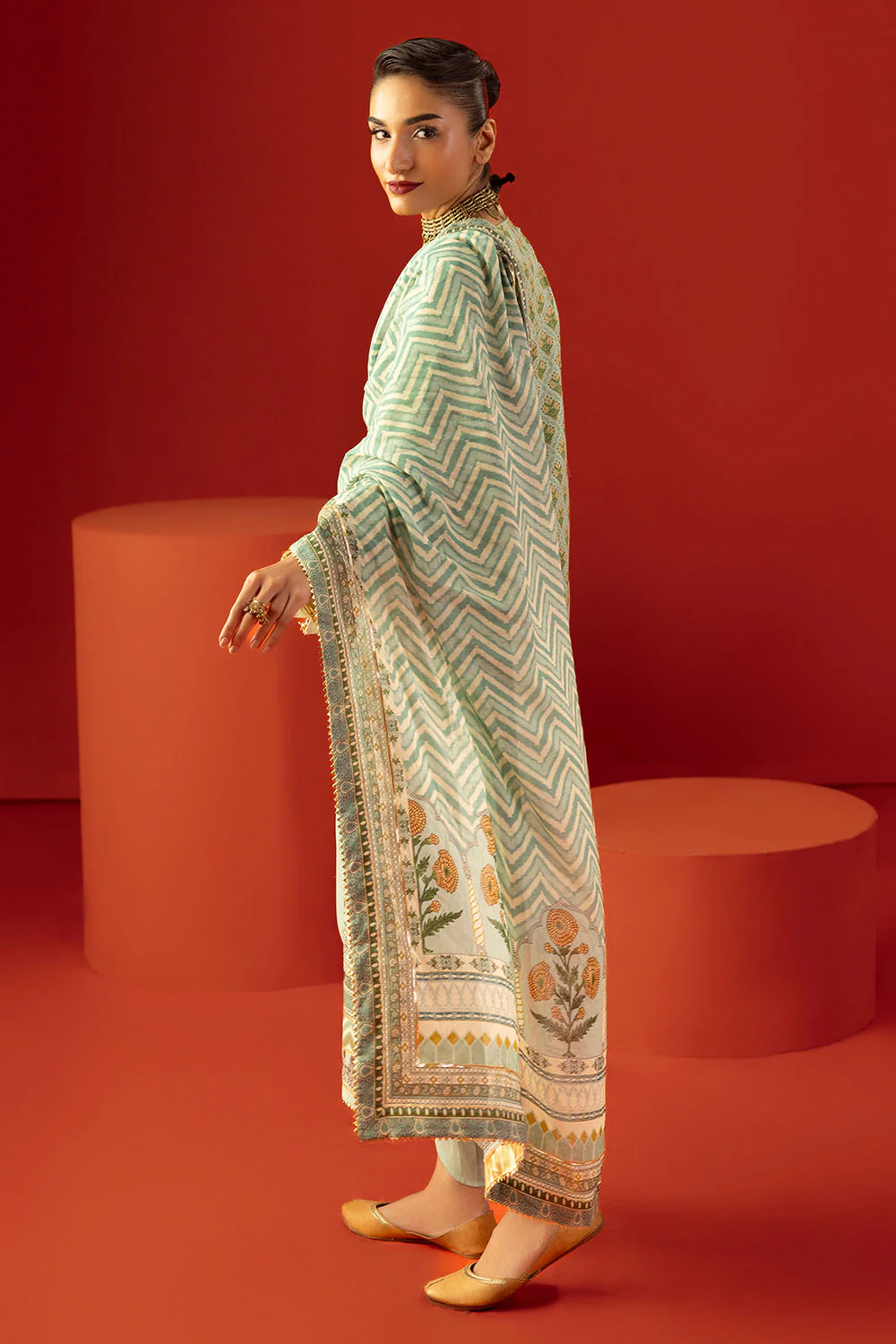3 Piece Printed Lawn Suit with Dupatta - Image 4