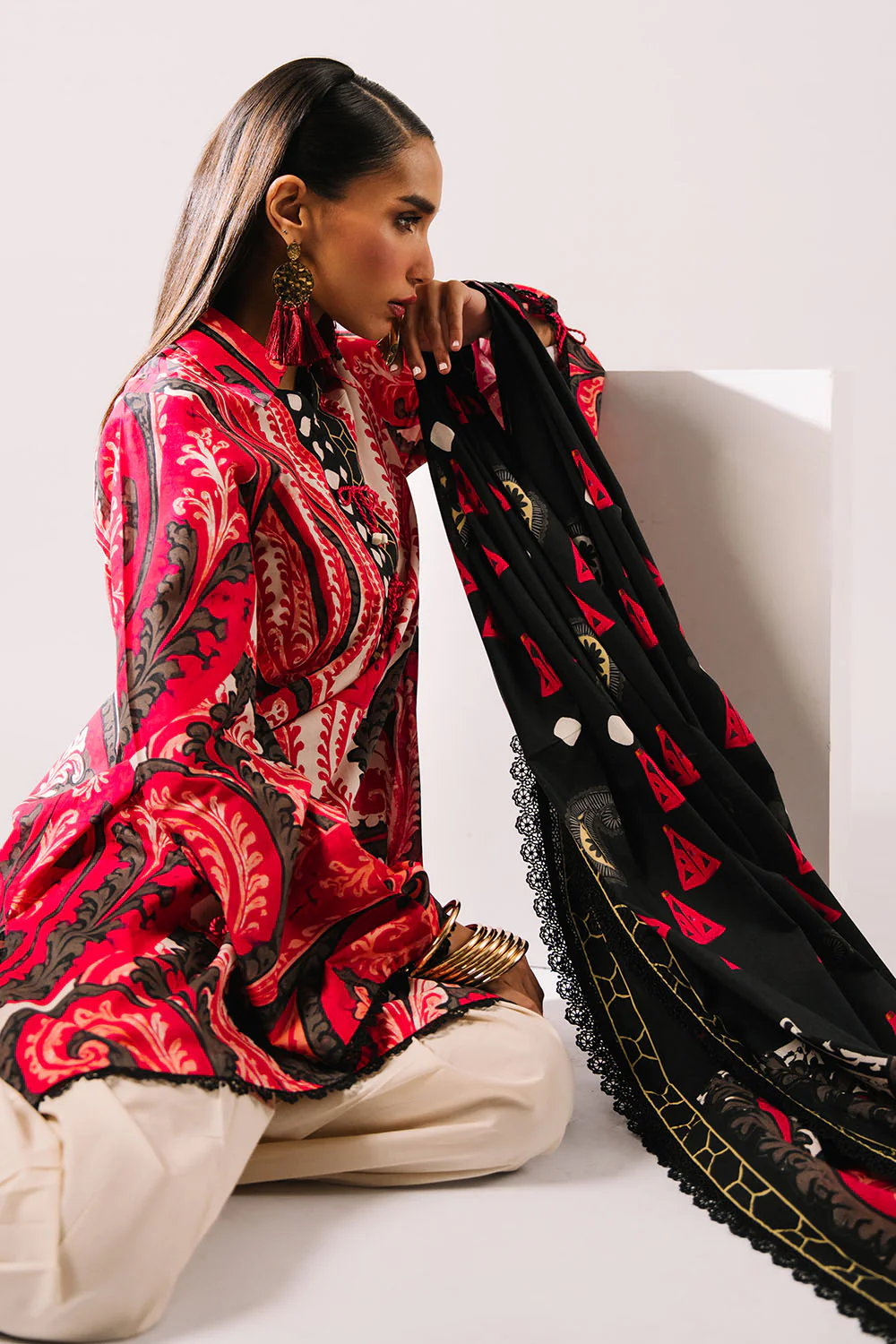 3 Piece Printed Lawn Suit with Dupatta - Image 3