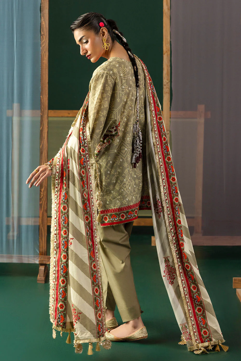3 Piece Printed Lawn Suit with Dupatta - Image 3
