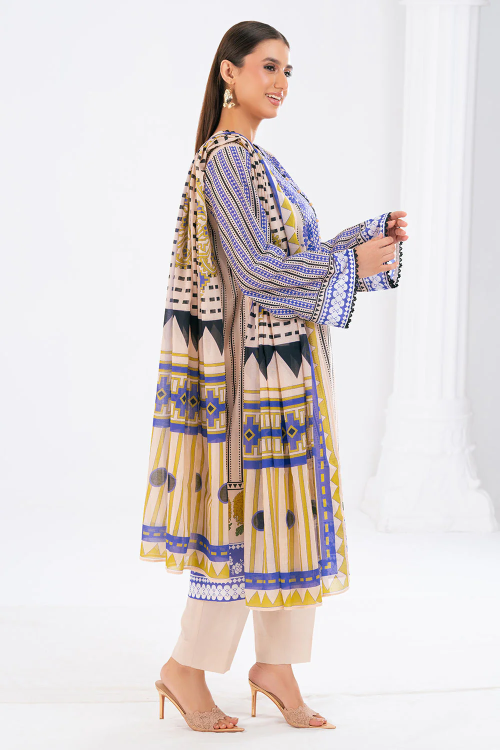 3 Piece Printed Lawn Suit with Dupatta - Image 3
