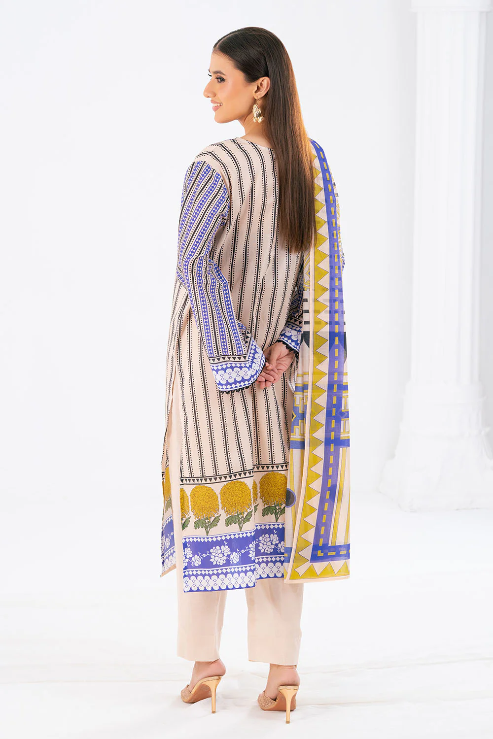 3 Piece Printed Lawn Suit with Dupatta - Image 4