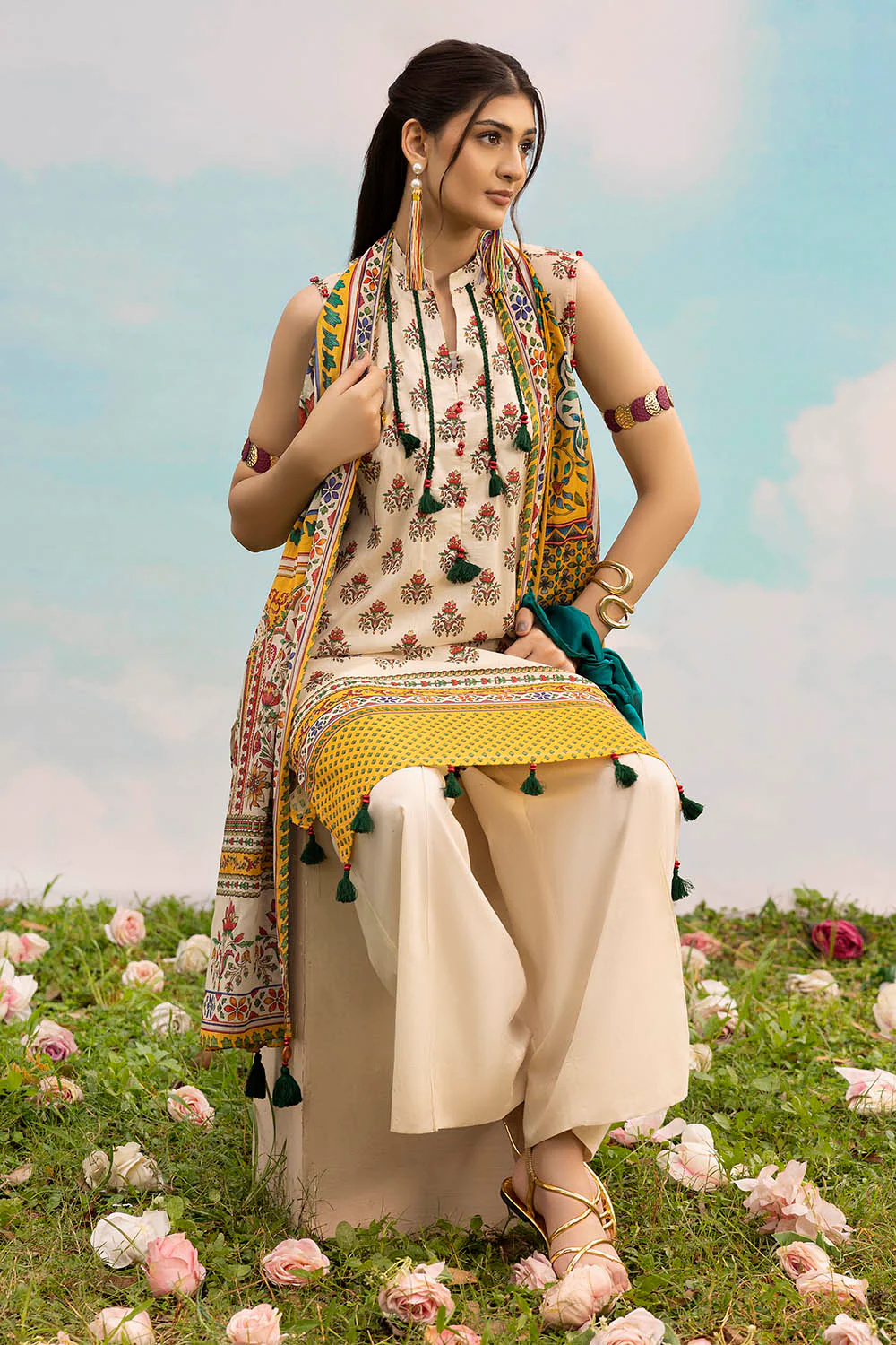 3 Piece Printed Lawn Suit with Dupatta - Image 4