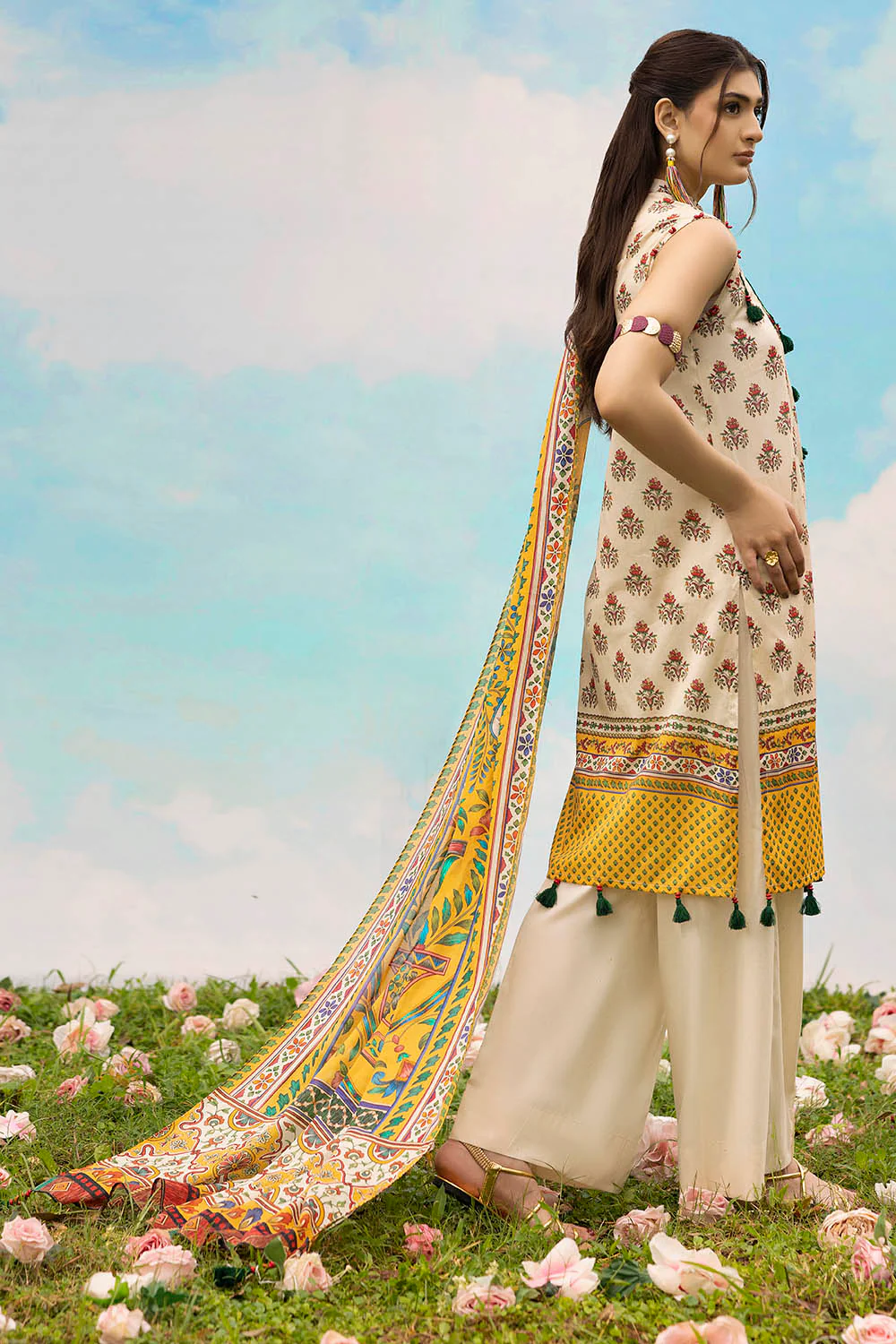 3 Piece Printed Lawn Suit with Dupatta - Image 5