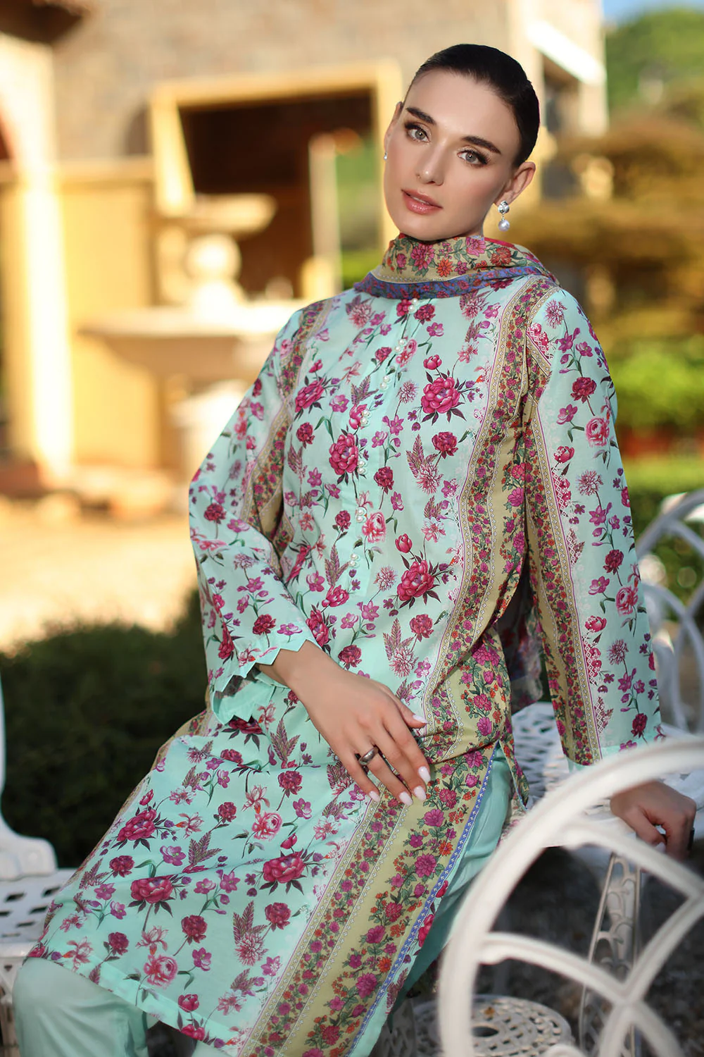 3 Piece Printed Lawn Suit with Dupatta - Image 3
