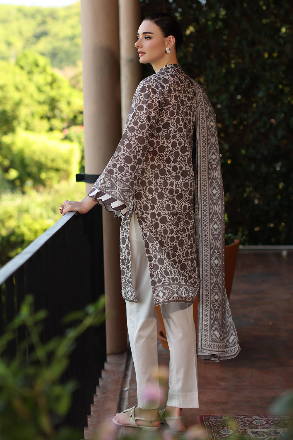 3 Piece Printed Lawn Suit with Dupatta - Image 4