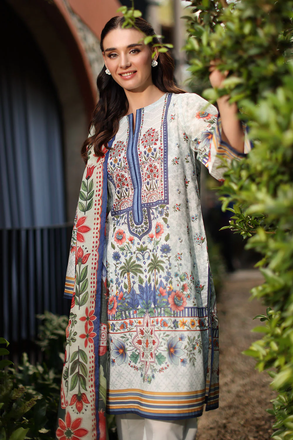 3 Piece Printed Lawn Suit with Dupatta - Image 6