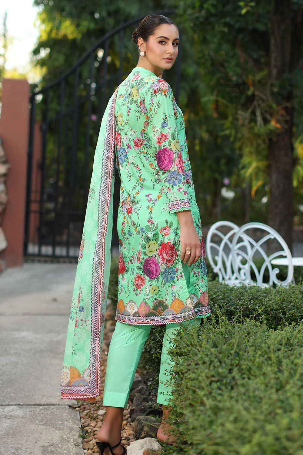 3 Piece Printed Lawn Suit with Dupatta - Image 4