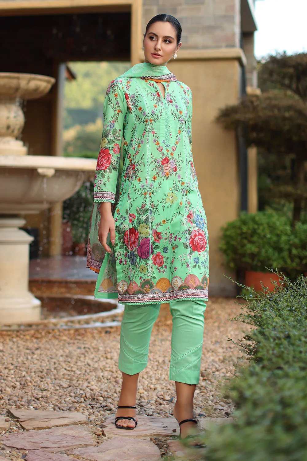3 Piece Printed Lawn Suit with Dupatta - Image 6