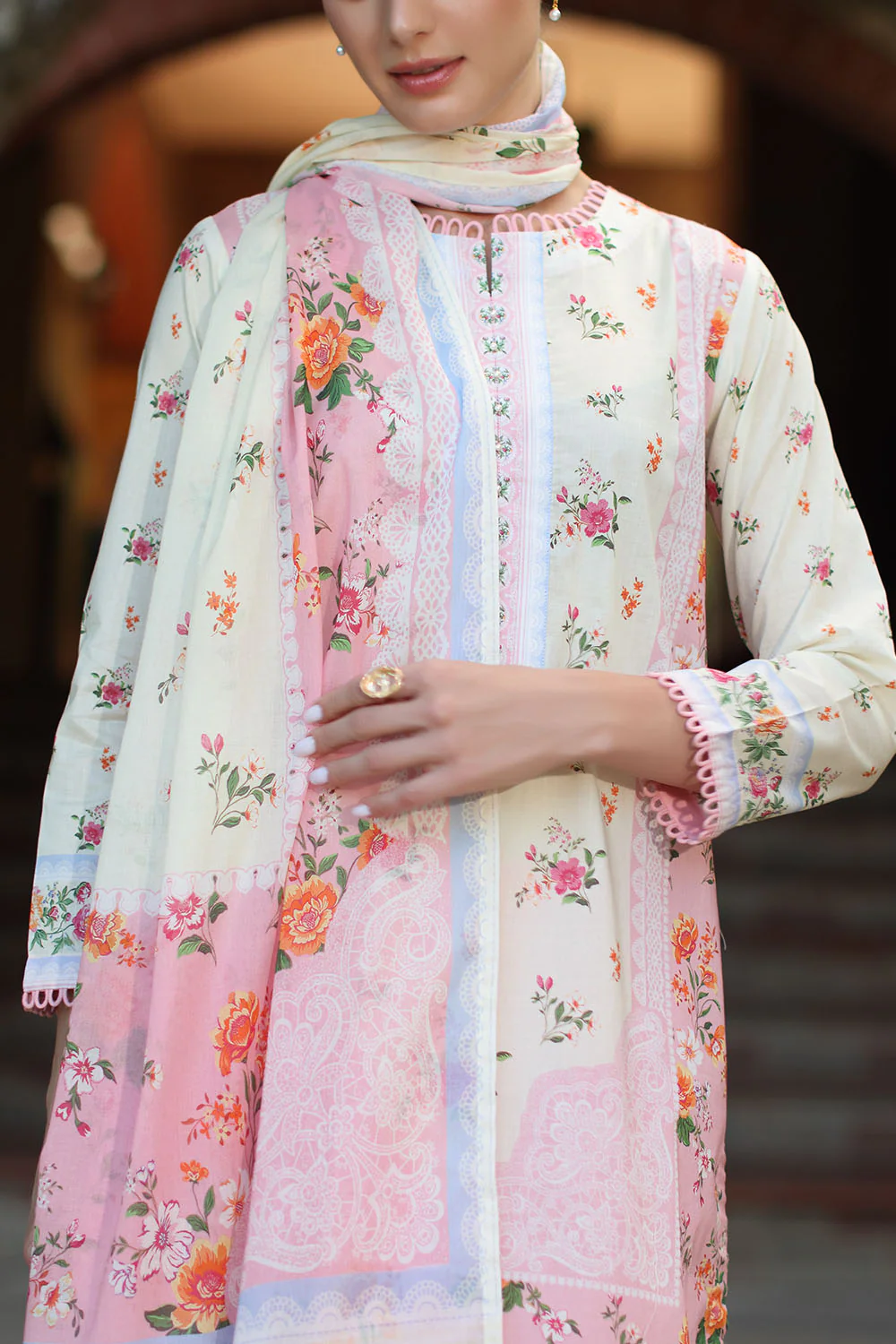 3 Piece Printed Lawn Suit with Dupatta - Image 2