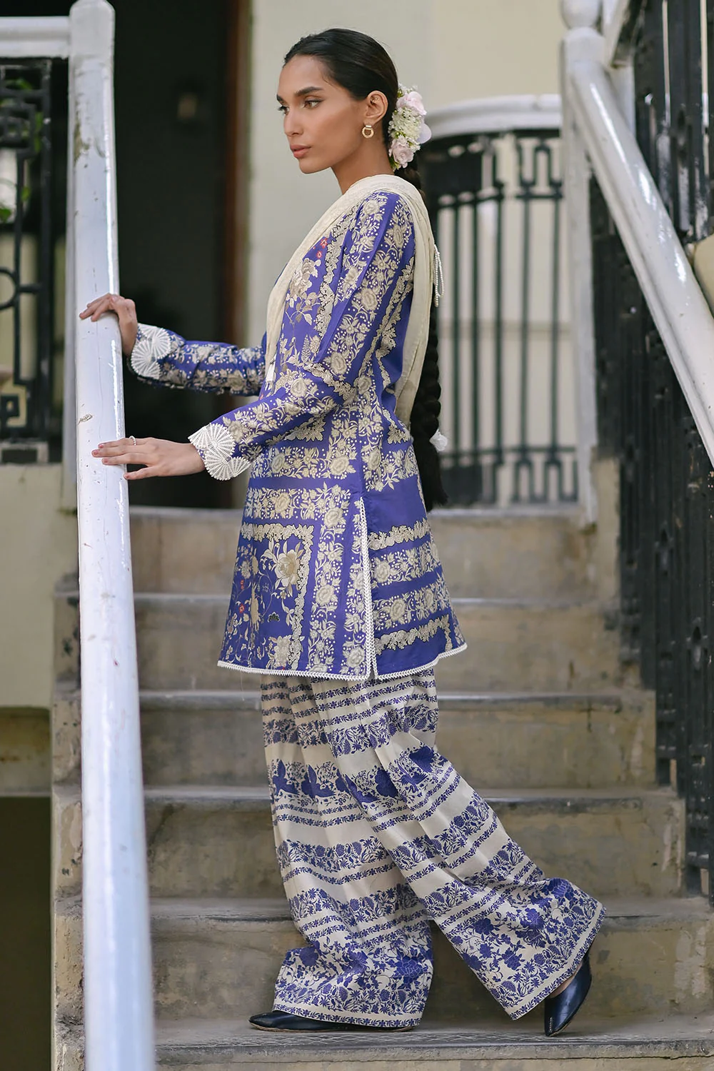 3 Piece Printed Lawn Suit with Embroidered Border - Image 3