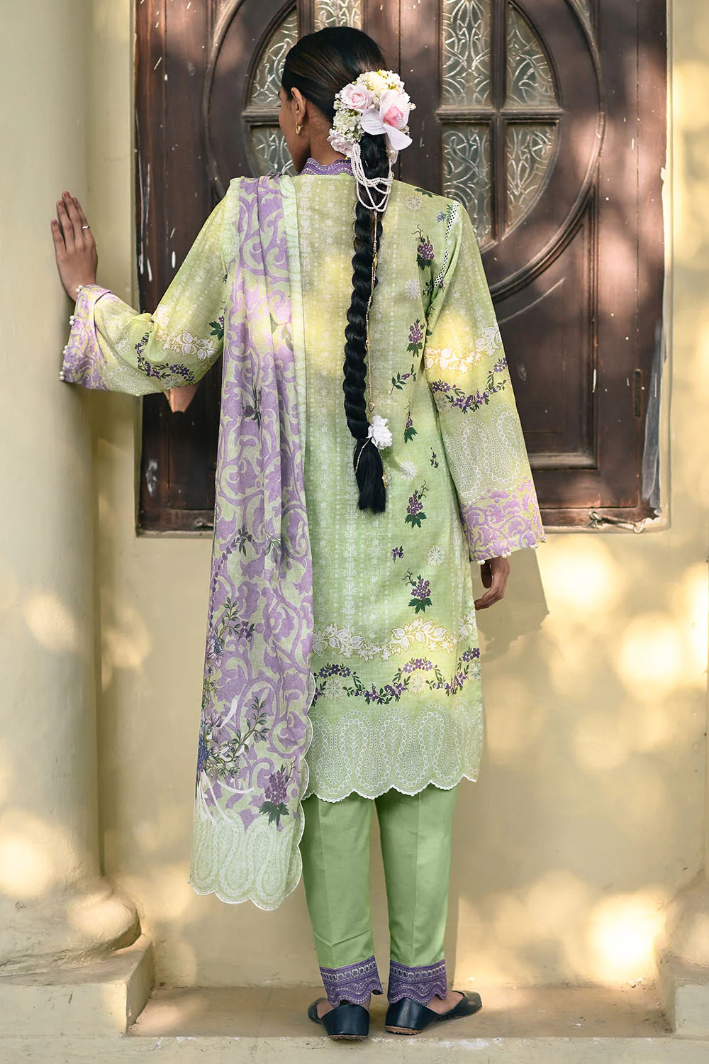 3 Piece Printed Lawn Suit with Embroidered Borders - Image 4