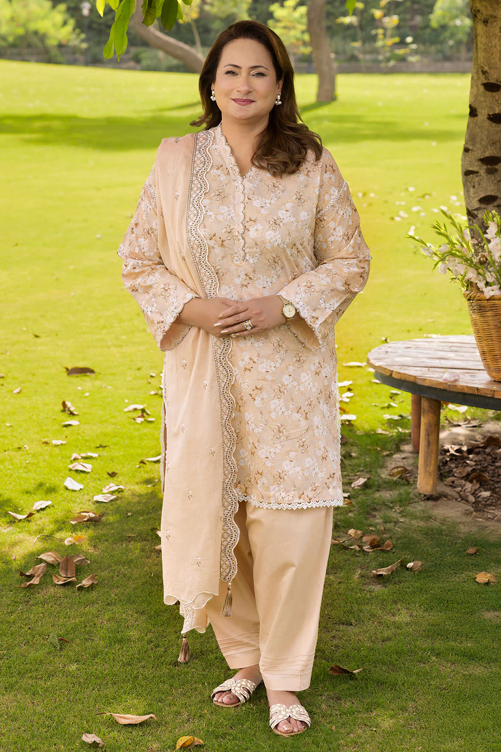 3 Piece Printed Lawn suit with Embroidered Denting Lawn Dupatta - Image 5