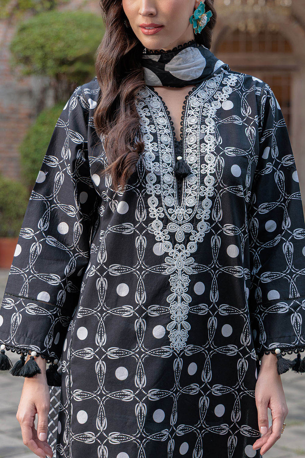 3 Piece Printed Lawn Suit with Embroidered Neckline - Image 2