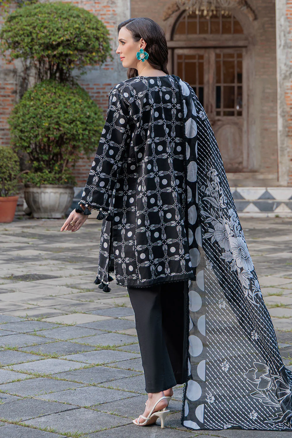 3 Piece Printed Lawn Suit with Embroidered Neckline - Image 4