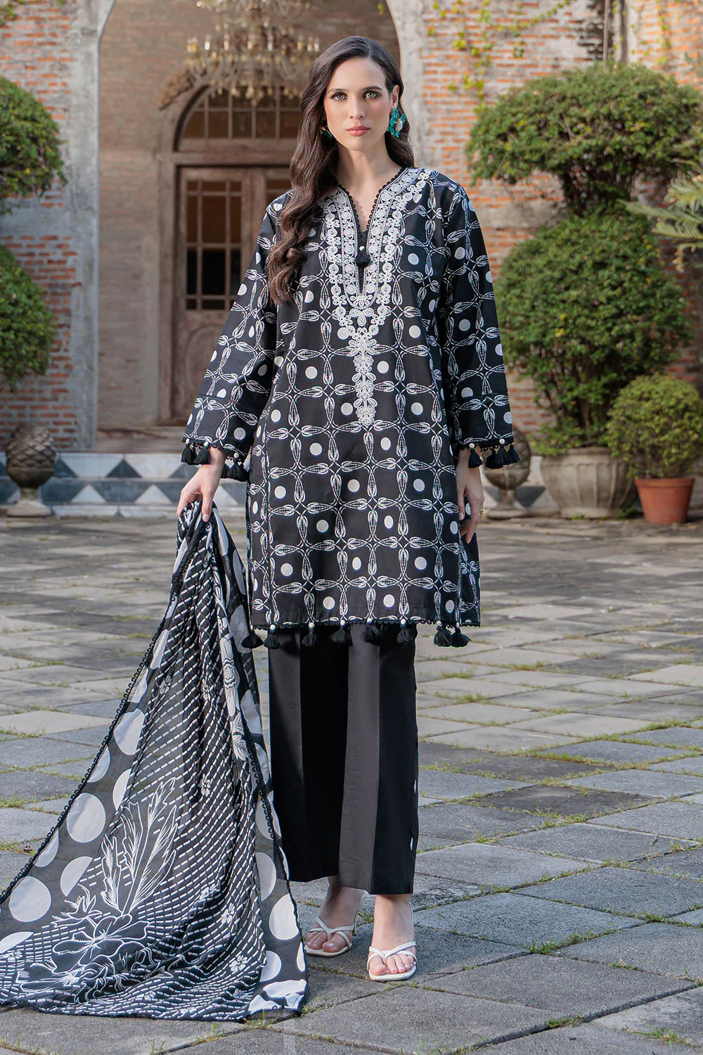 3 Piece Printed Lawn Suit with Embroidered Neckline - Image 6