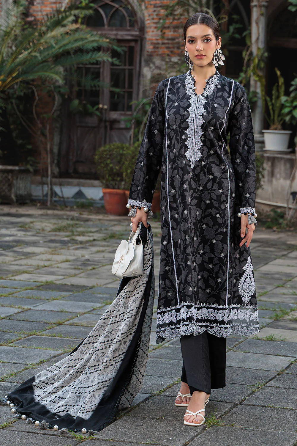 3 Piece Printed Lawn Suit with Embroidered Neckline, Borders and Lace - Image 6