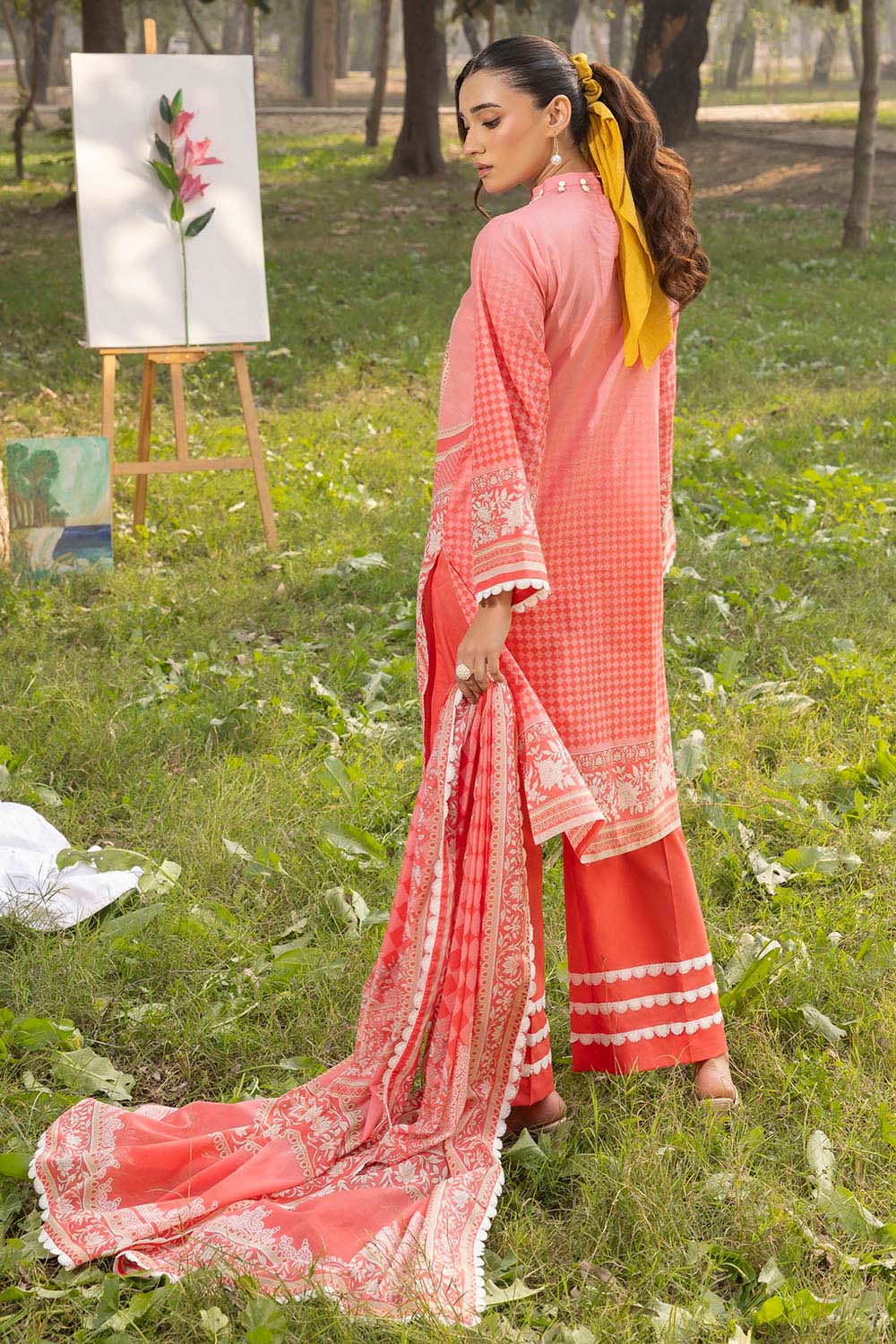 3 Piece Printed Lawn Suit with Embroidered Neckline - Image 3