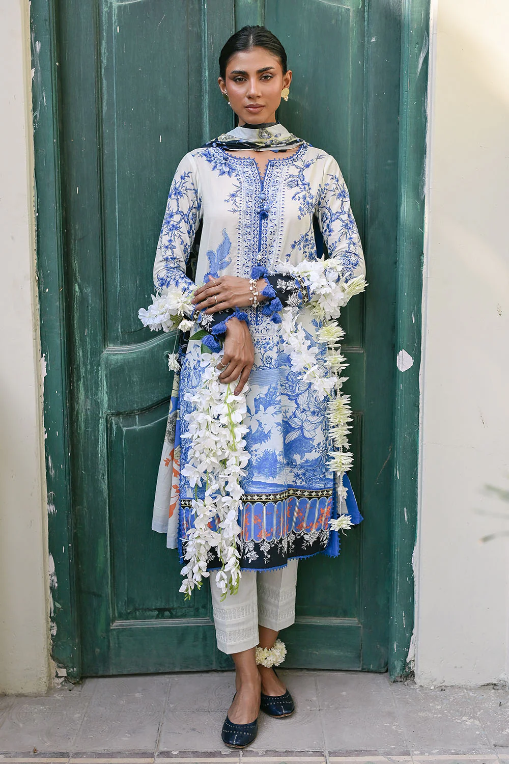 3 Piece Printed Lawn Suit with Embroidered Neckline - Image 6