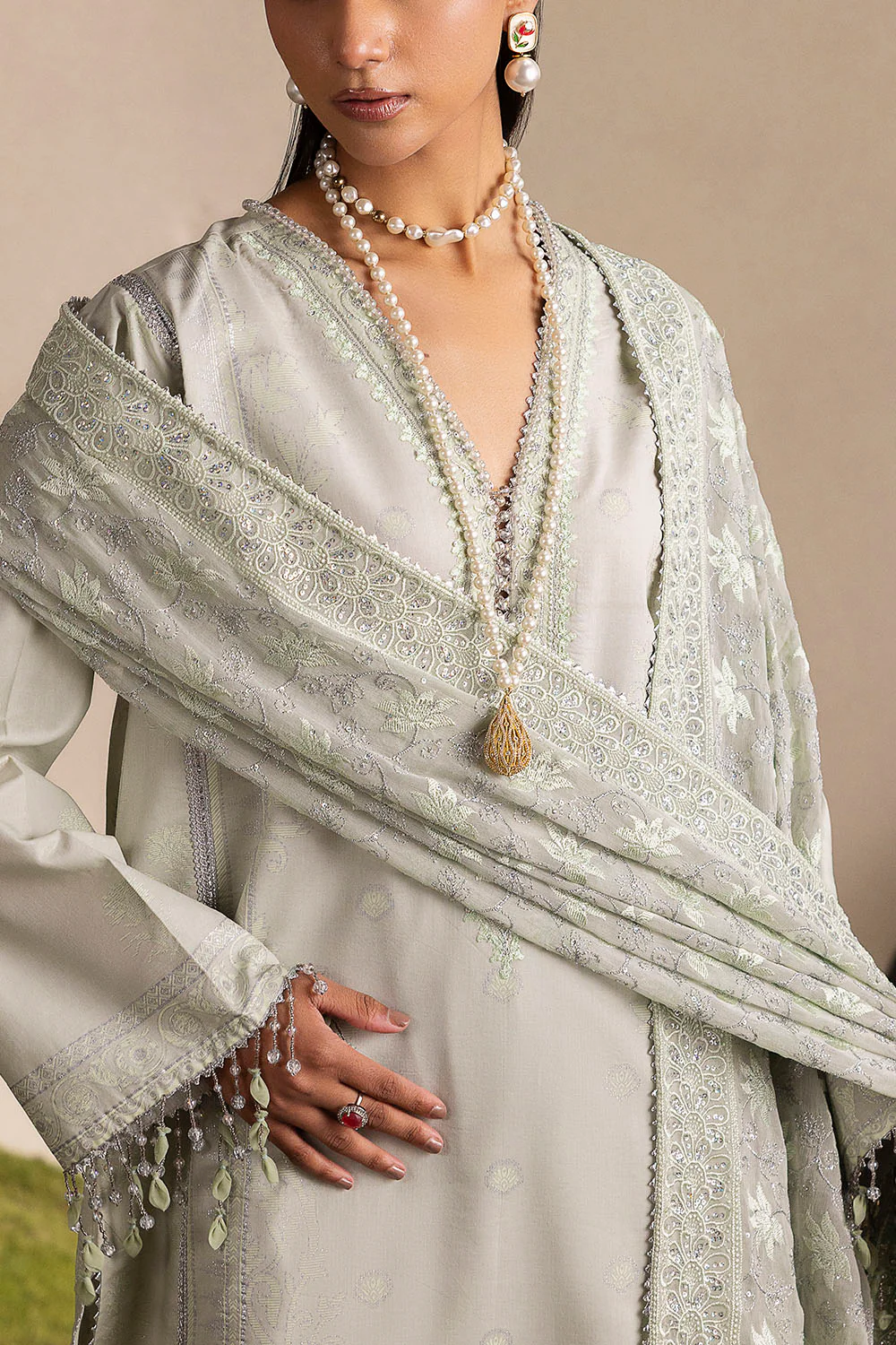 3 Piece Printed Lawn Suit with Embroidered Neckline & Embroidered Chiffon Dupatta - Image 2
