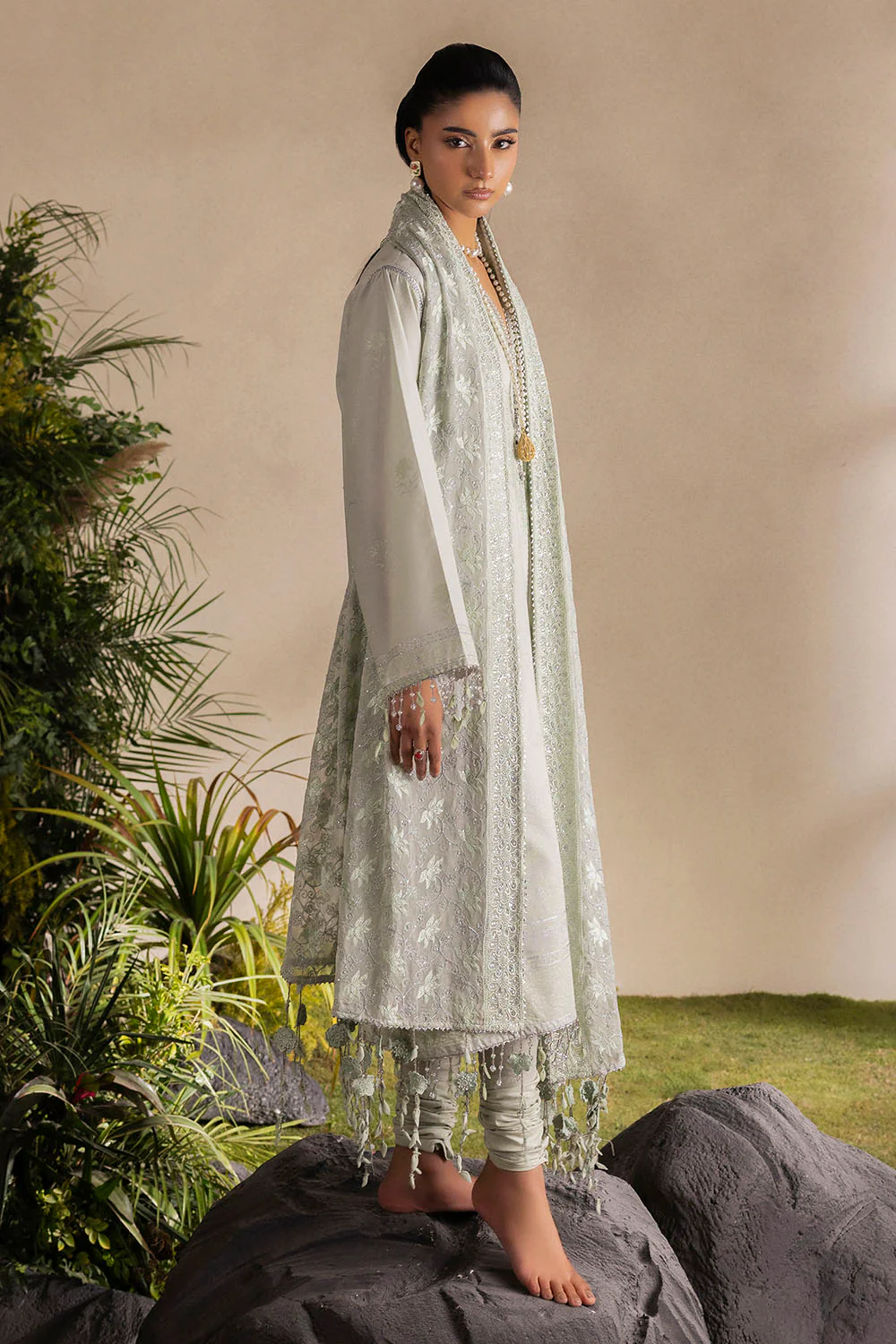 3 Piece Printed Lawn Suit with Embroidered Neckline & Embroidered Chiffon Dupatta - Image 3
