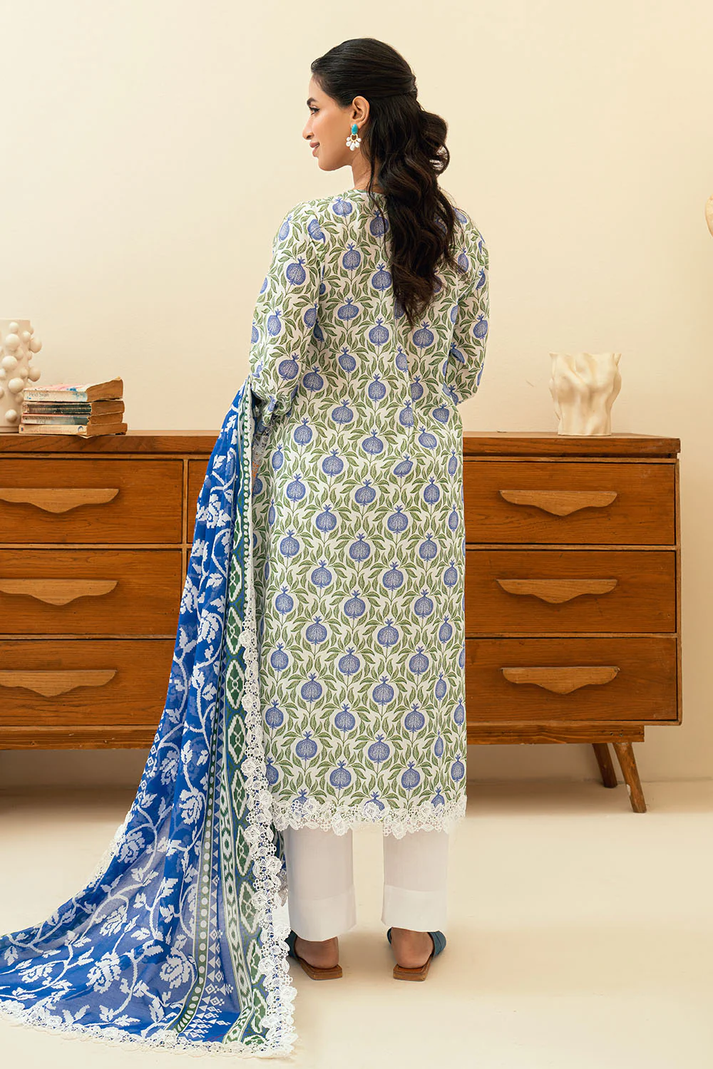 3 Piece Printed Lawn Suit with Embroidered Neckline - Image 4