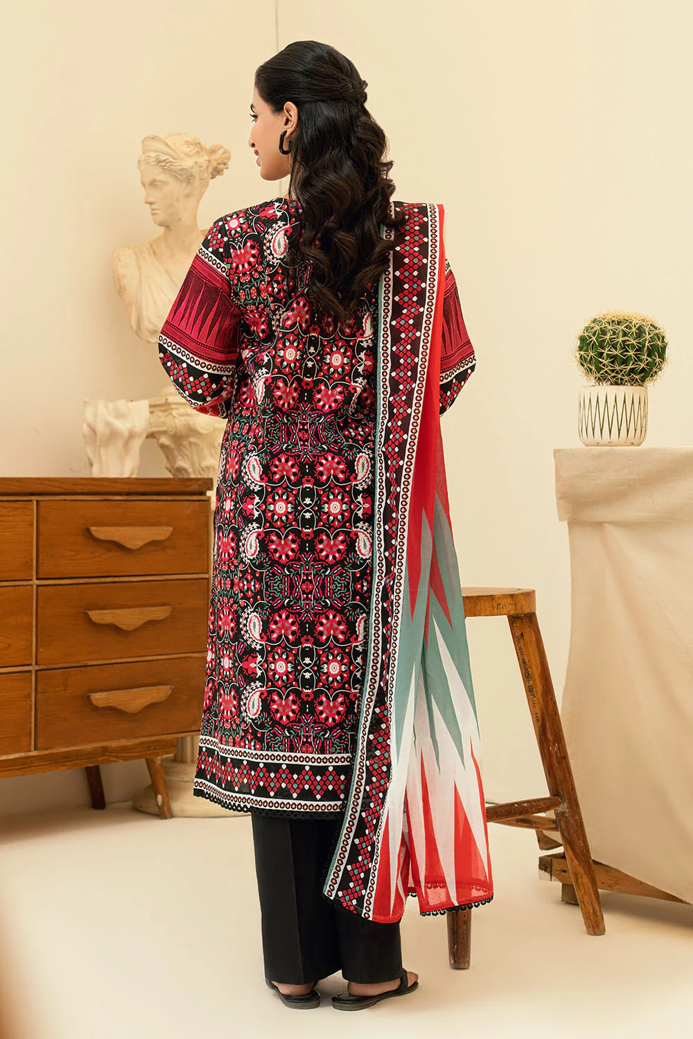 3 Piece Printed Lawn Suit with Embroidered Neckline - Image 4