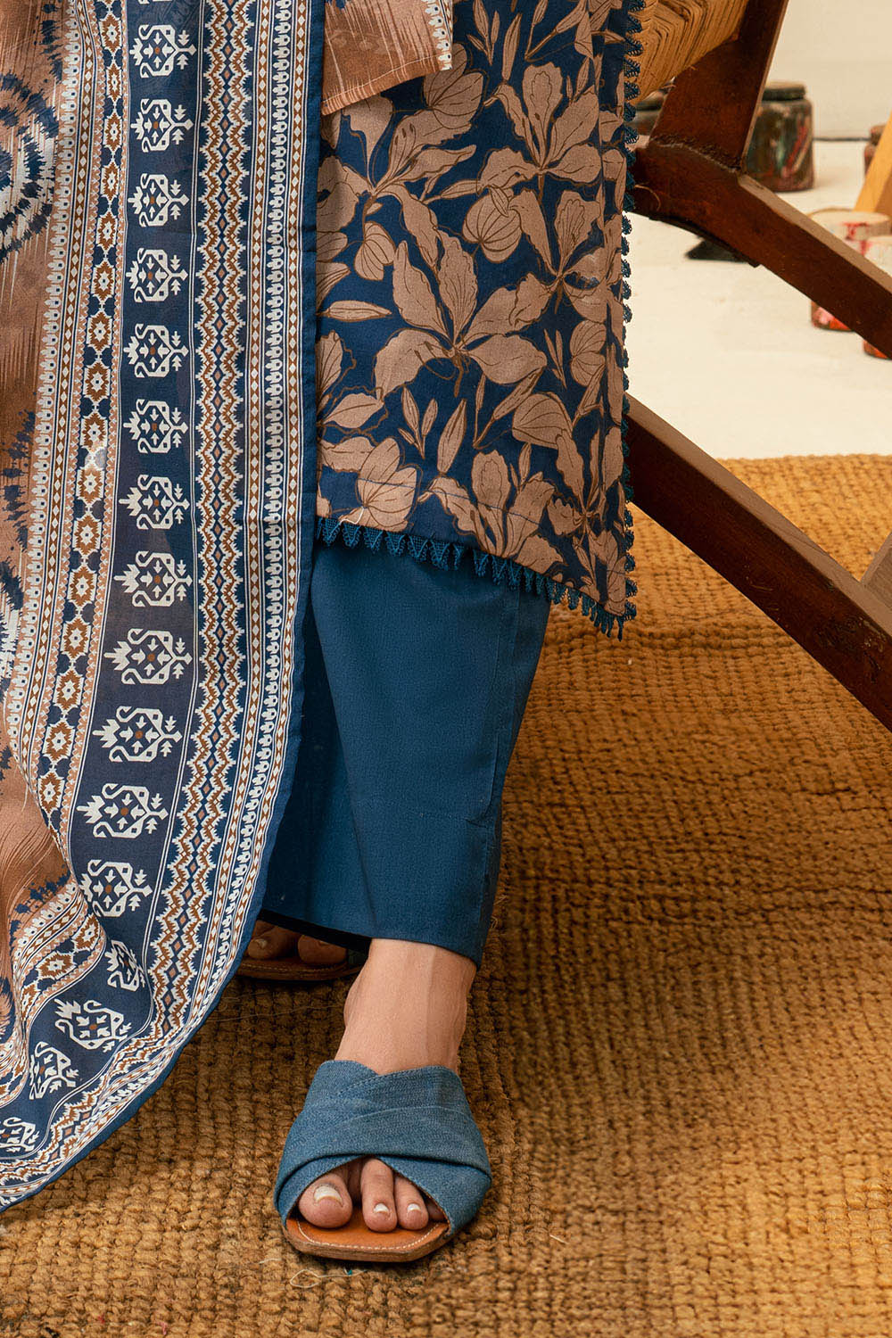 3 Piece Printed Lawn Suit with Embroidered Neckline - Image 5