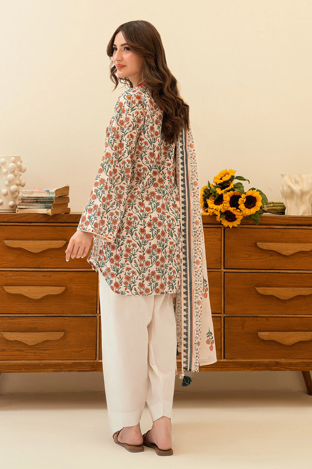 3 Piece Printed Lawn Suit with Embroidered Neckline - Image 4