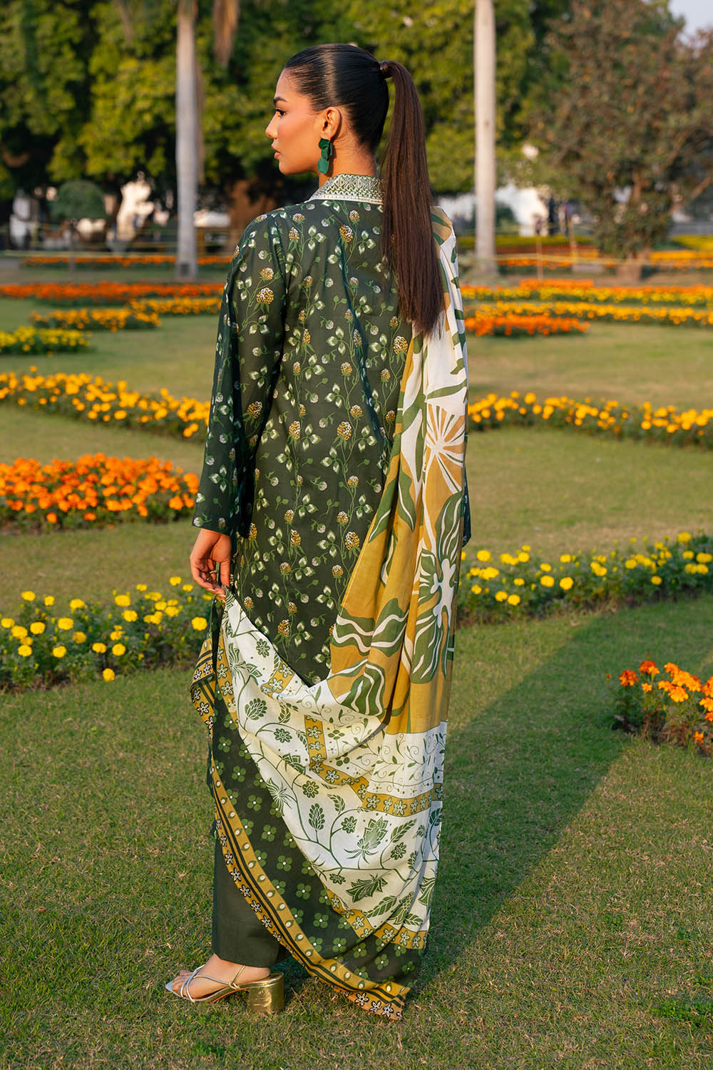 3 Piece Printed Lawn Suit with Embroidered Neckline - Image 4